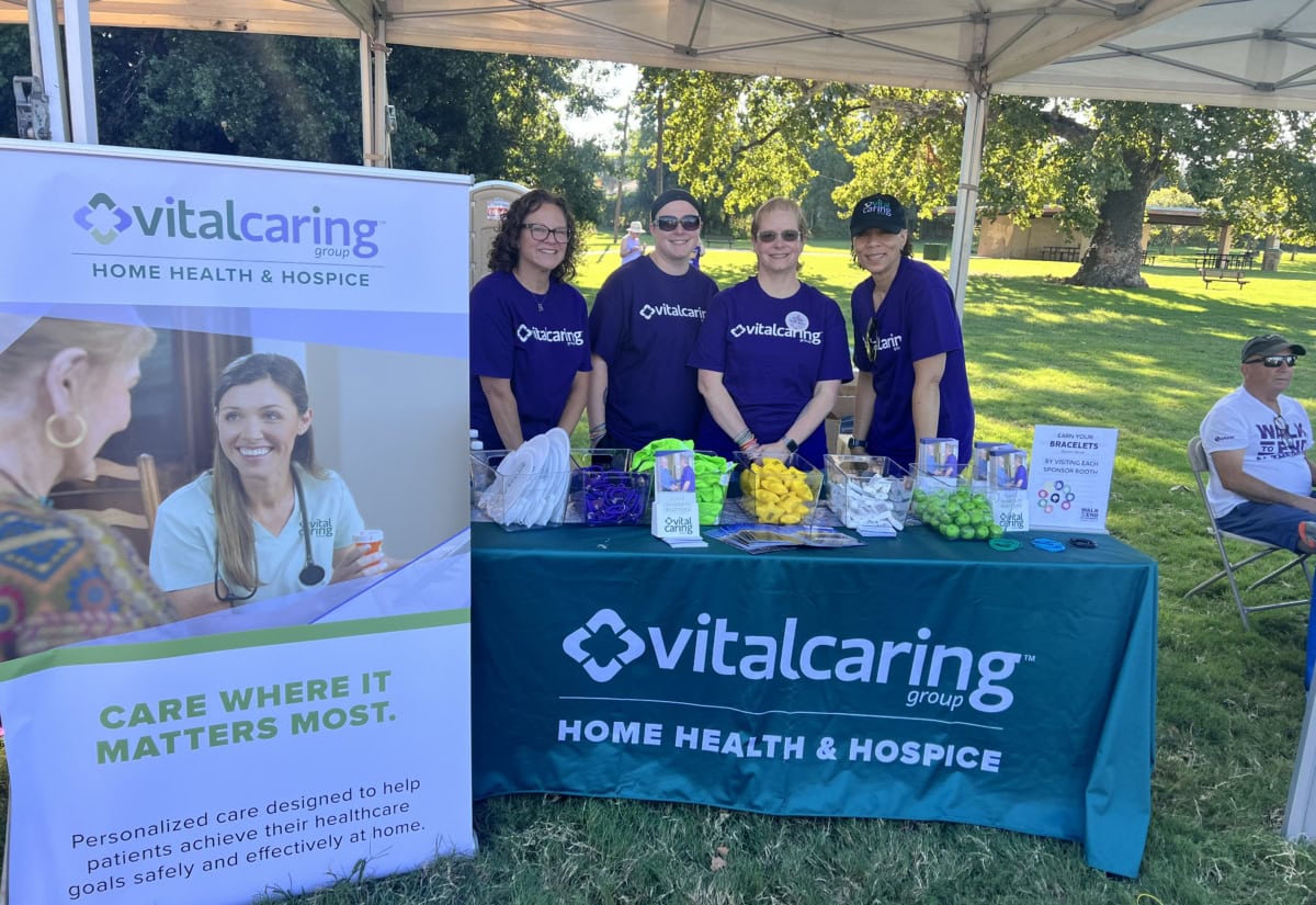 VitalCaring booth at Walk to End Alzheimer’s event in Tulsa.