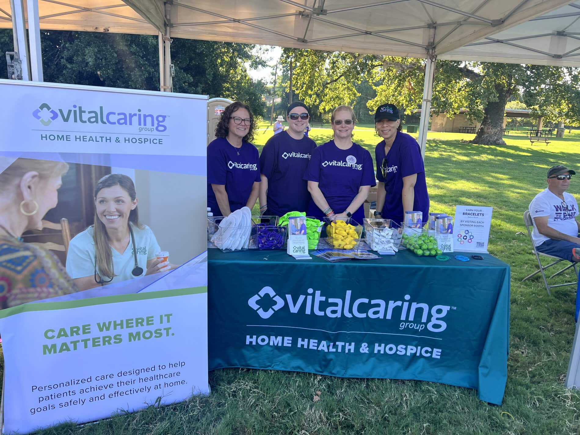 VitalCaring booth at Walk to End Alzheimer’s event in Tulsa.
